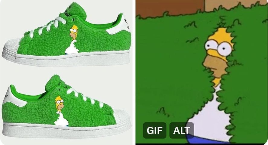 El meme de Homero Simpson en el arbusto se transforma en zapatilla