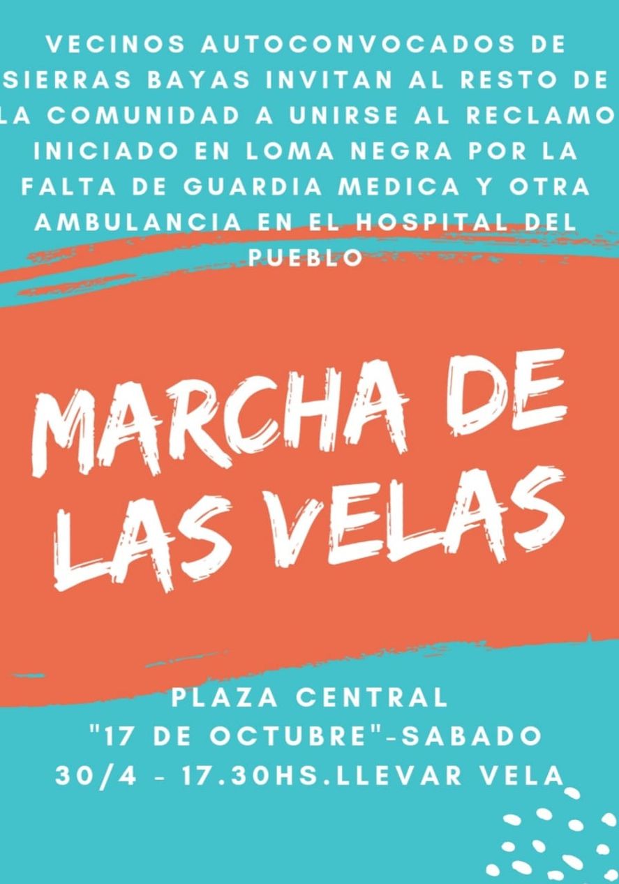 Sierras Bayas se sumará a la marcha de las velas por la falta de médicos en las localidades de Olavarría