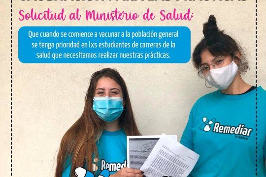la plata: estudiantes de medicina piden prioridad para vacunarse