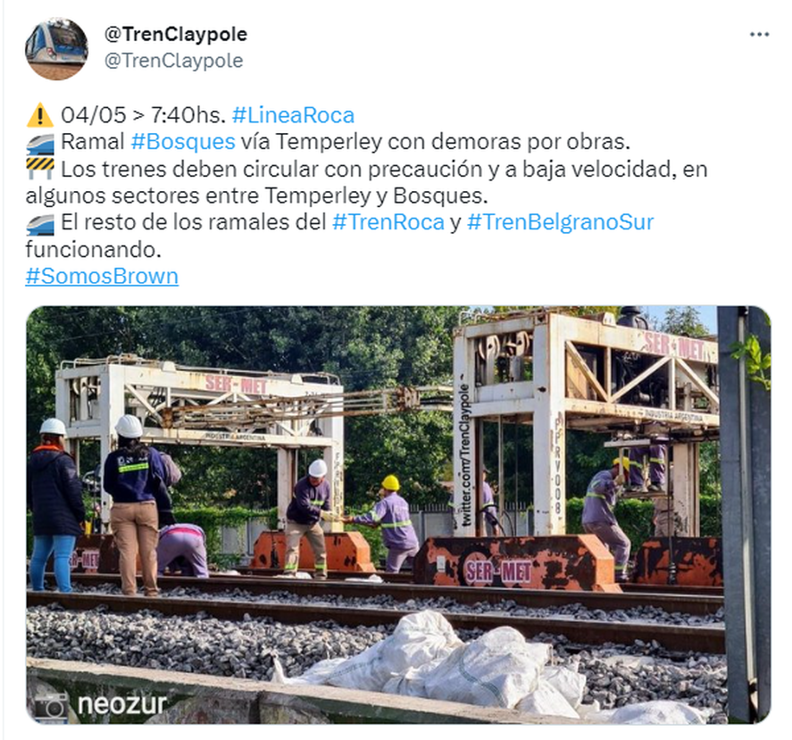 Uno de los ramales del Tren Roca se encuentra funcionando con demoras, seg&uacute;n inform&oacute; Trenes Argentinos.&nbsp;