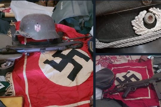 Símbolos nazis encontrados en el decomiso de Bernal, partido de Quilmes 