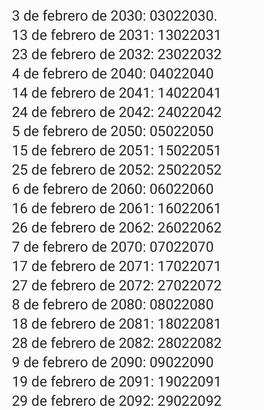 Tomando día y mes con dos cifras, y año con cuatro, estas son las jornadas capicúa que restan en el siglo 21