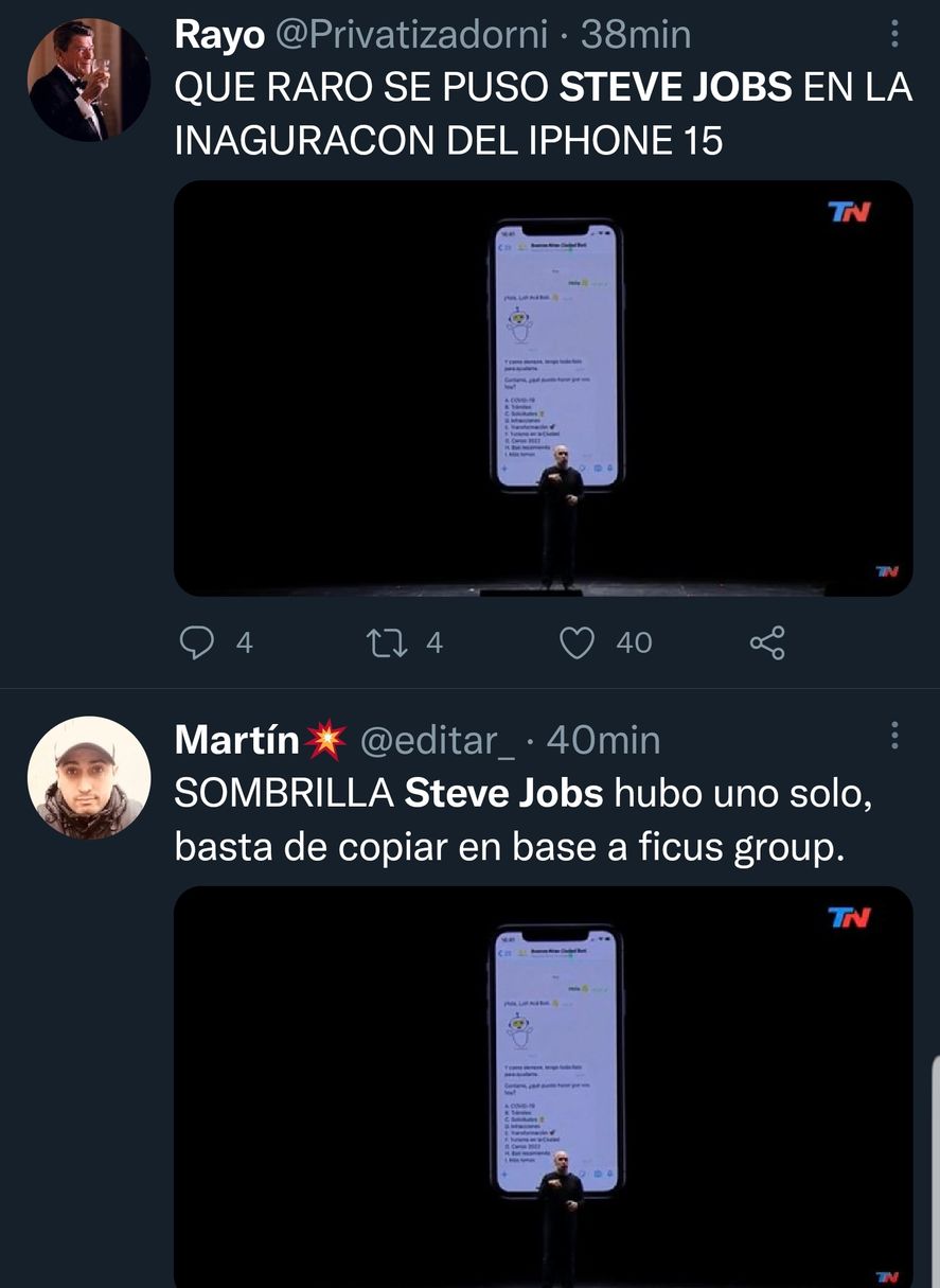 Steve Jobs fake o falso se transformó en tendencia durante la presentación de Horacio Rodríguez Larreta de la nueva tecnología del gobierno porteño