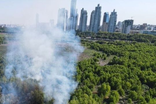Imágenes del incendio en la Reserva Ecológica de la Ciudad de Buenos Aires. 