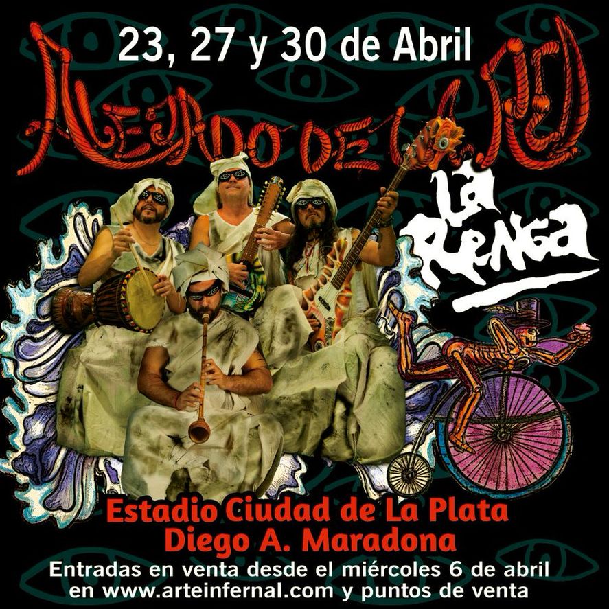 La Renga brindará tres shows en La Plata: 23, 27 y 30 de abril.
