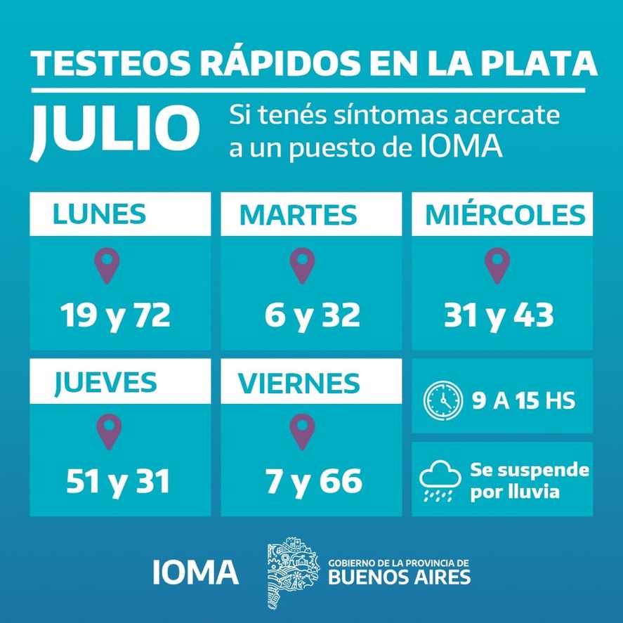 IOMA sigue haciendo testeos r&aacute;pidos en La Plata durante julio