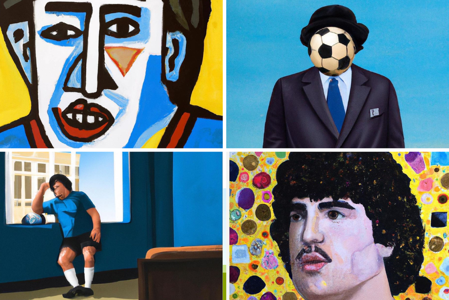 Diego Maradona por Van Gogh, Dalí y Picasso: mirá los cuadros del Diez recreados con inteligencia artificial