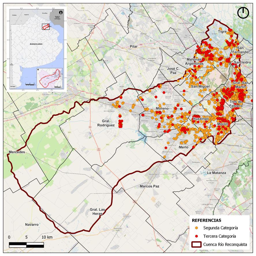 La cuenca del Reconquista abarca 18 municipios del noreste bonaerense y concentra una gran cantidad de industrias.