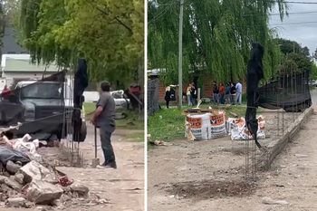 la plata: un hombre construye parte de su casa sobre una calle y sus hijos policias lo defienden