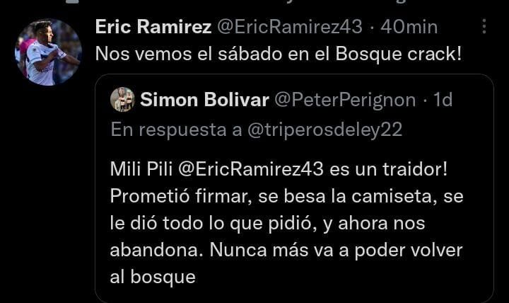 Eric Ramírez le respondió a un hincha de Gimnasia después de renovar su contrato