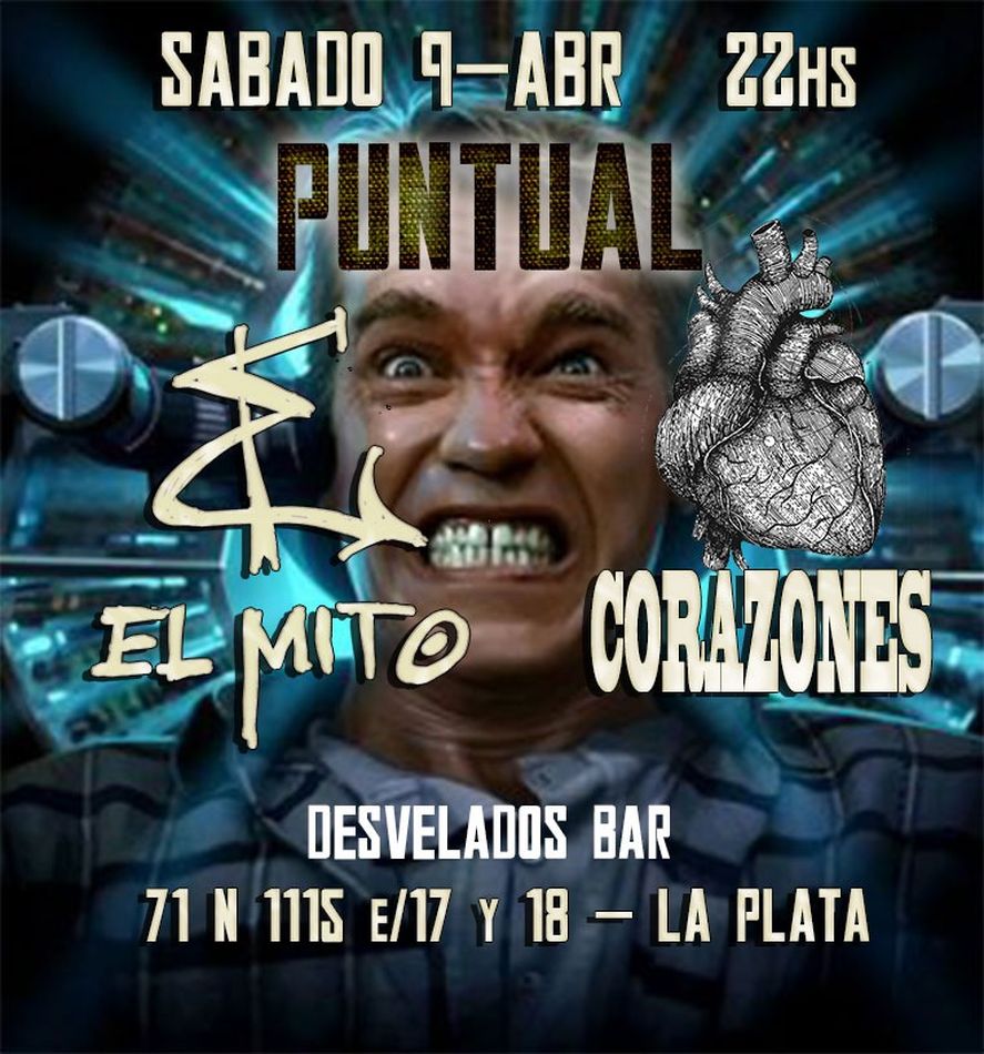 El Mito y Corazones este sábado 9 de abril en La Plata. 