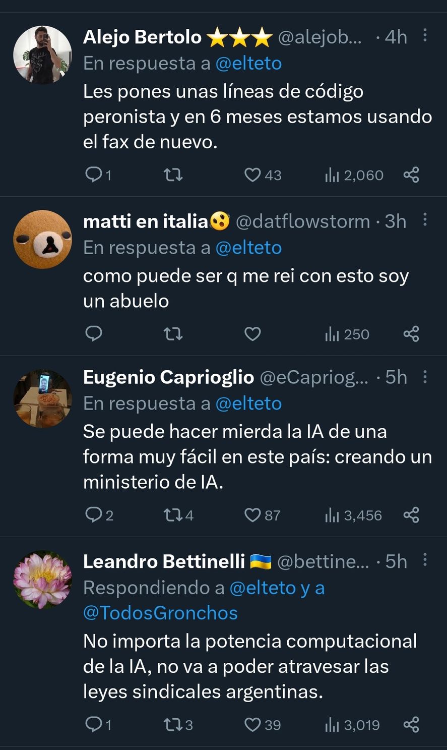 Los graciosos comentarios de Twitter acerca de la loca idea de crear un sindicato de Inteligencia Artificial a "la argentina" 