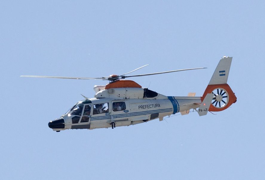 Un helicóptero de los tres que trasladaban a los jugadores de la Selección.