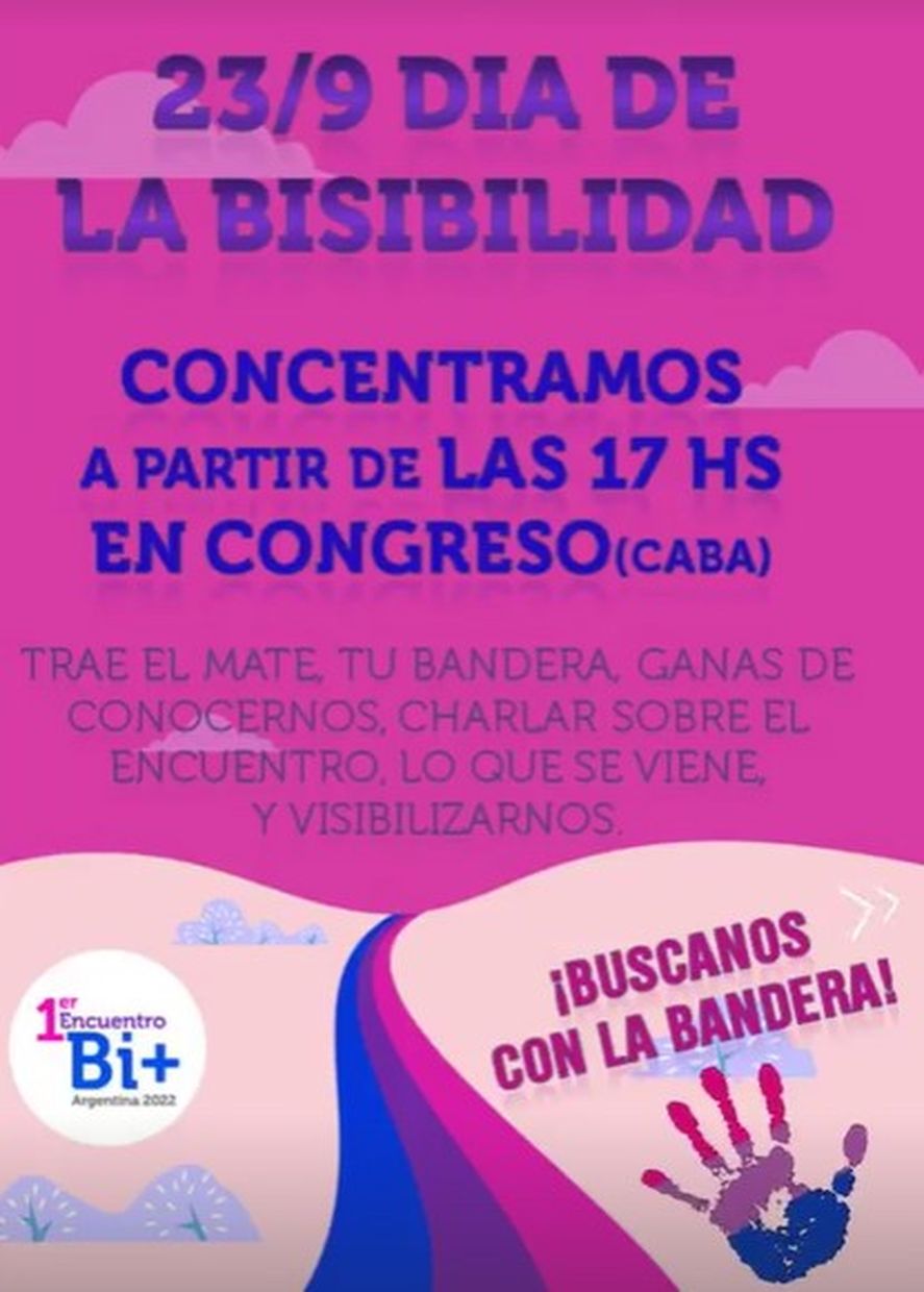En el Día de la Visibilidad Bisexual la organización del Primer Encuentro Bi+ en Argentina convoca a concentrar en el Congreso de la Nación.