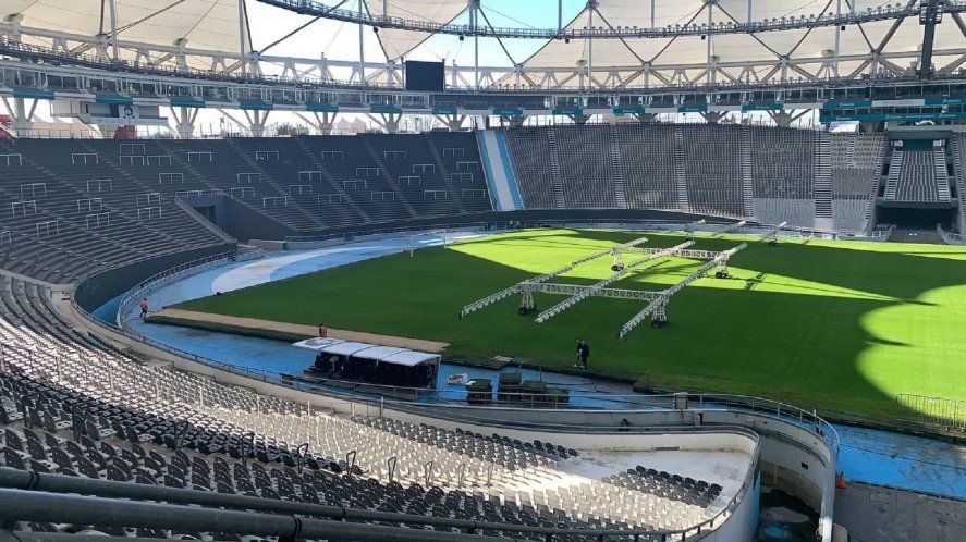 El estado del campo de juego del Estadio Único Diego Armando Maradona previo al comienzo del Mundial Sub 20