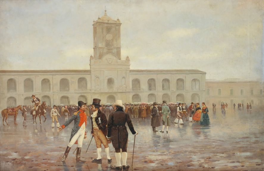 La Revolución de Mayo. Óleo del pintor Francisco Fortuny (1865-1942).