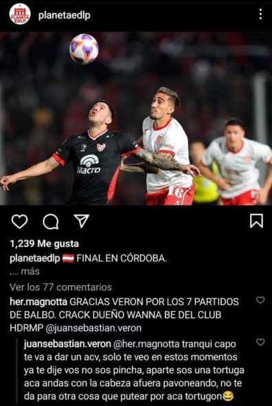 Juan Sebastián Verón se cruzó con un hincha de Estudiantes en Instagram