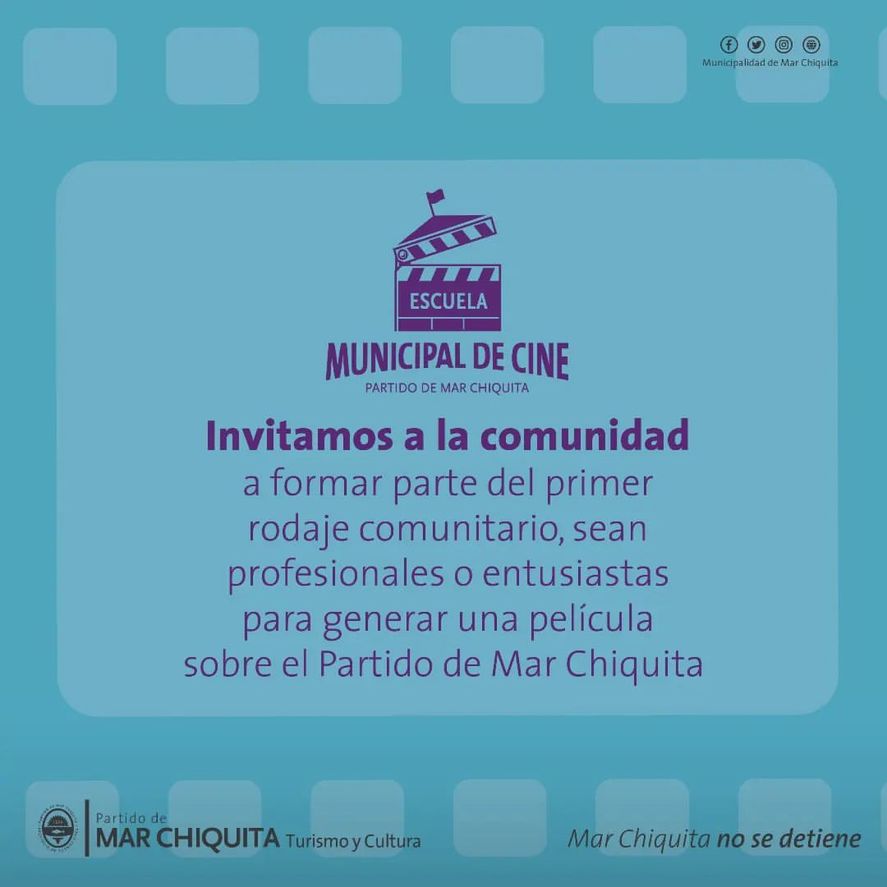 La Escuela Municipal de Cine de Mar Chiquita abri&oacute; la convocatoria para el armado de guion, actuaci&oacute;n y log&iacute;stica de su primera pel&iacute;cula comunitaria.