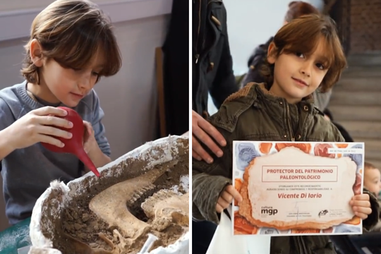 el nene que encontro un fosil milenario fue declarado protector del patrimonio paleontologico