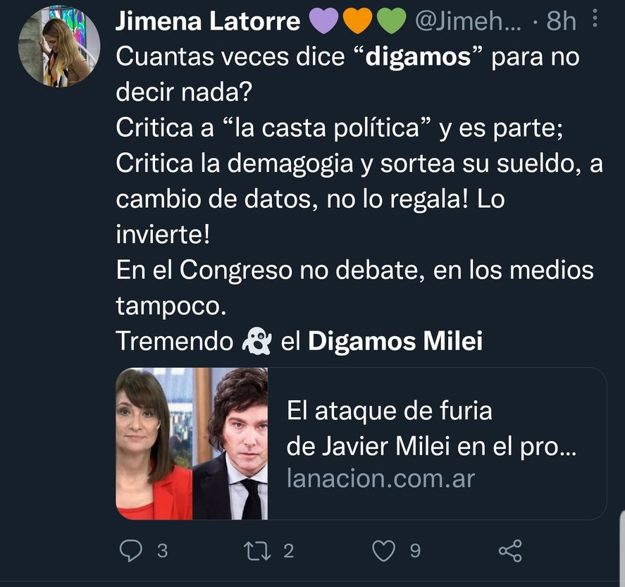 En redes fueron muchos usuarios quienes notaron la reiteración de palabras muletillas de Javier Milei en su furiosa entrevista con La Nación Más 