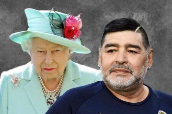 Diego Maradona y la Reina Isabel II