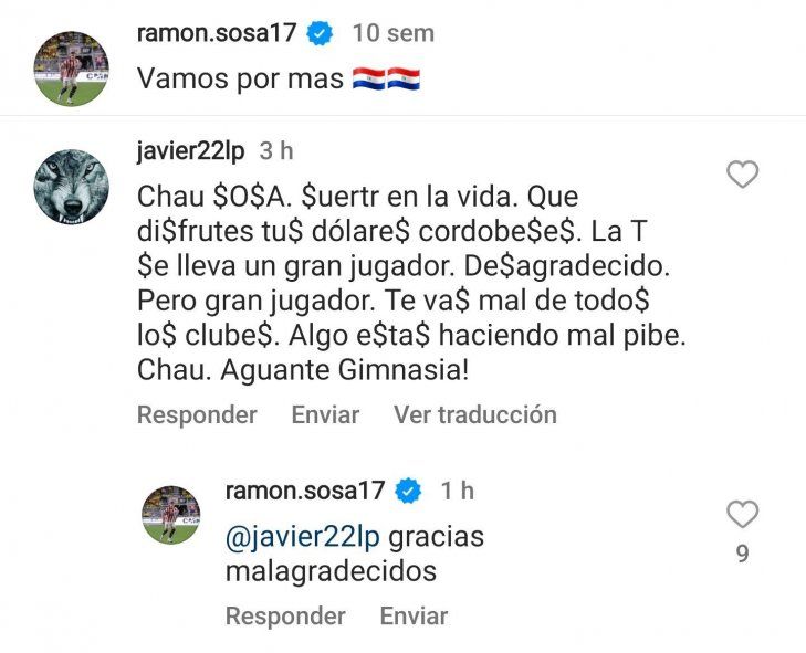 Ramón Sosa y un mensaje para un hincha de Gimnasia