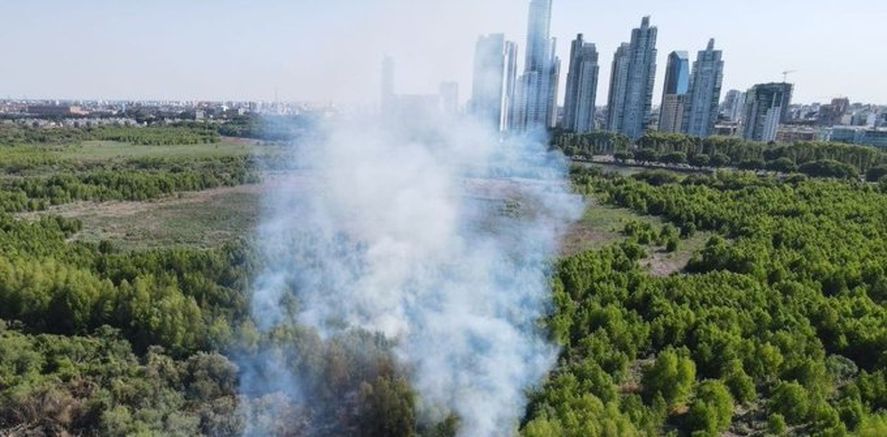 Imágenes del incendio en la Reserva Ecológica de la Ciudad de Buenos Aires. 