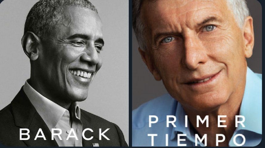 Si bien es exactamente la misma tipografía, al menos Macri mira para el lado contrario a Obama en la tapa de su libro 