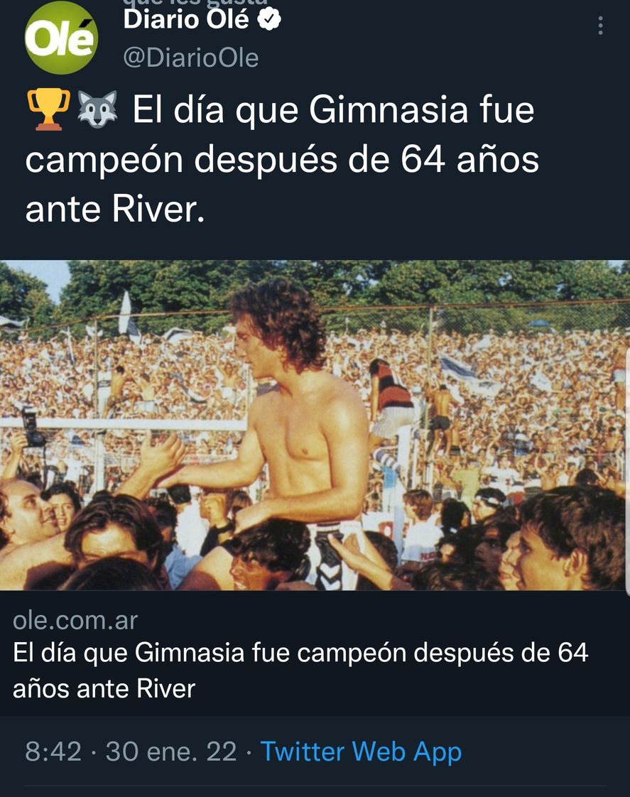 Al igual que Felipe Pigna también el diario deportivo Olé dedicó un artículo a recordar los 28 años de la obtención, por parte de Gimnasia, de la Copa Centenario 