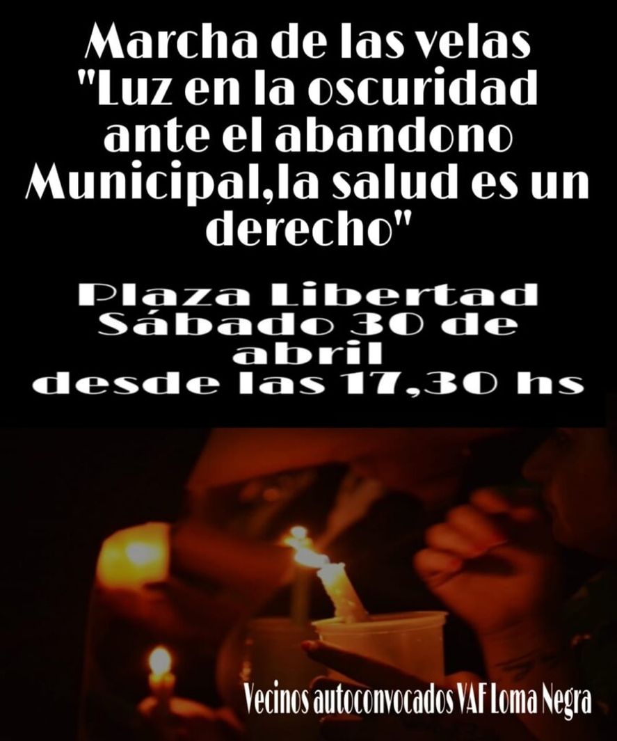 Convocatoria a la "Marcha de las velas" por la falta de médicos en Loma Negra 