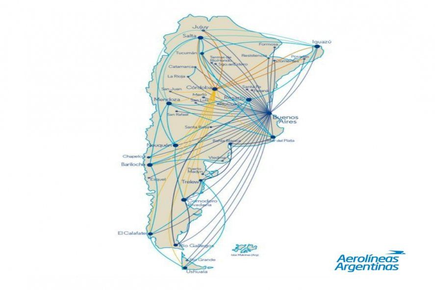 Los vuelos internos de Aerol&iacute;neas Argentinas.&nbsp;