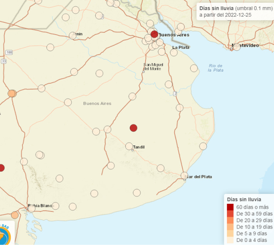 Cómo es el mapa de la sequía en la provincia de Buenos Aires