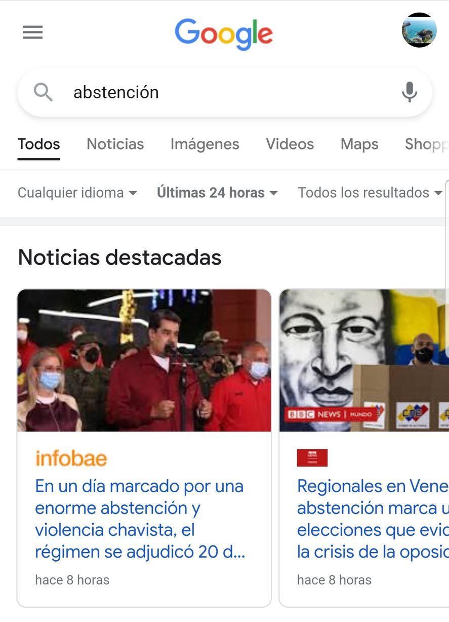 Al Googlear abstención solo aparecen menciones a Venezuela, nunca a Chile 
