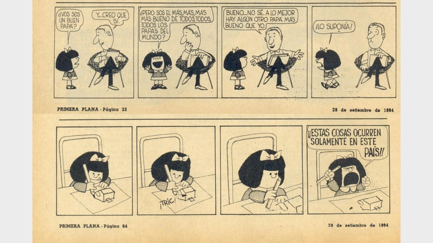 Mafalda: en Primera Plana le dieron dos espacios a la tira c&oacute;mica del personaje de Quino que se convirti&oacute; en un &iacute;cono.