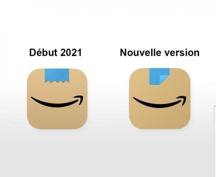A la izquierda el logo inaugurado a principios de año por Amazon, a la derecha su actual modificación para que no se asemeje al bigotito de Hitler 