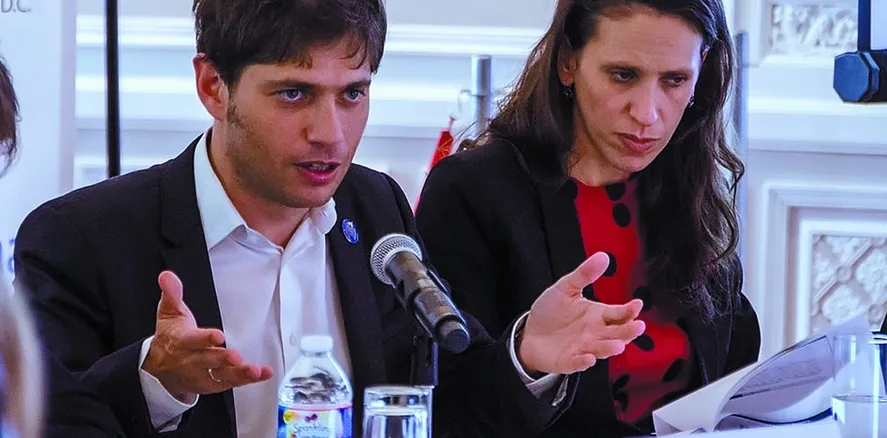 Kicillof durante un encuentro con banqueros y empresarios