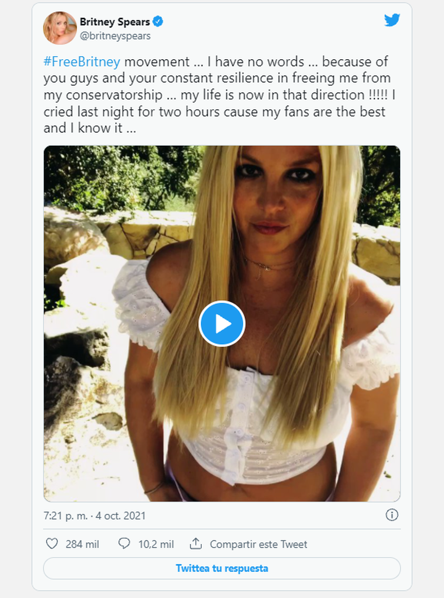 Britney Spears envió un mensaje a sus fans a través de un video que publicò en su cuenta de Twitter.