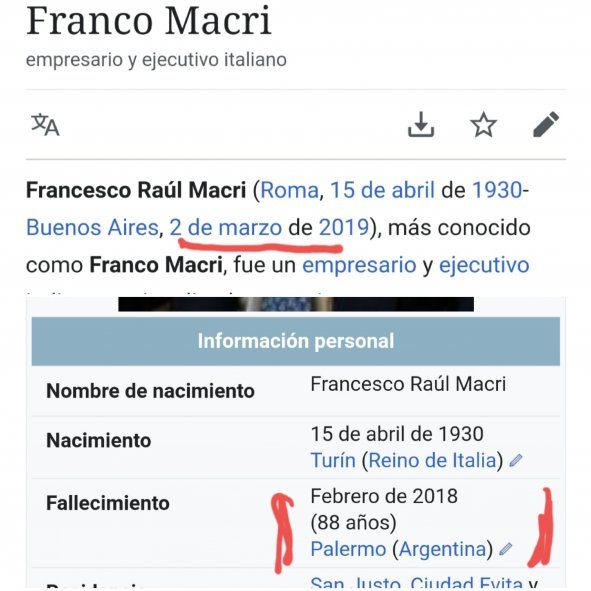 Libro De Macri: Un Error En La Fecha De Muerte De Su Padre | Infocielo