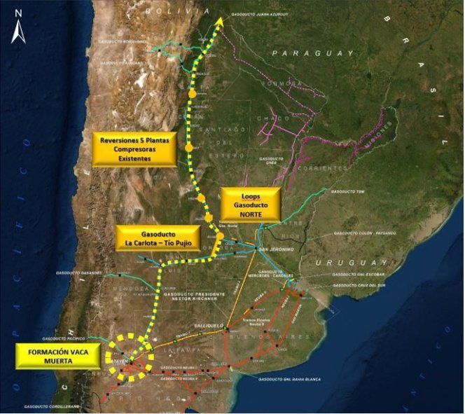 El gasoducto norte, complementario al N&eacute;stor Kirchner, busca llevar gas de la cuenca neuquina a las provincias norte&ntilde;as.
