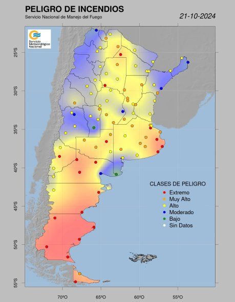 Ya hay zonas de la provincia de Buenos Aires con niveles de riesgo extremo ante incendios forestales.