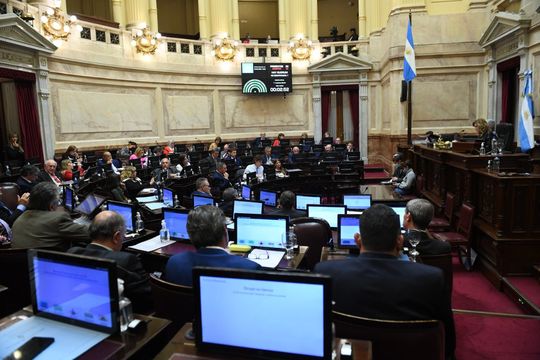 Ante la ausencia de Cristina Kirchner a cargo del Ejecutivo por la gira de Alberto Fernández, presidió la sesión la provisional del Senado, Claudia Ledesma de Zamora