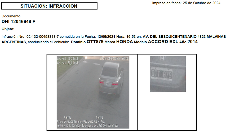 A 90 kil&oacute;metros por hora en zona urbana. Una de las infracciones de la diputada V&aacute;zquez.