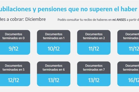 Conocé el detalle del calendario de pagos de la ANSES para este jueves 12 de diciembre. Jubilaciones, pensiones, AUH, Asignación Familiar y demás.