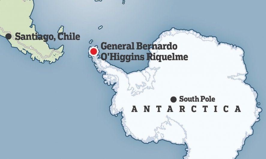 Ubicación de la base chilena de la Antártida en donde hubo 36 contagiados de coronavirus 