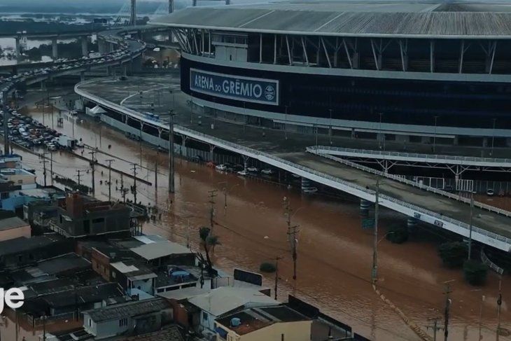 Arena do Gremio, el estadio de Gremio de Porto Alegre, quedó bajo el agua