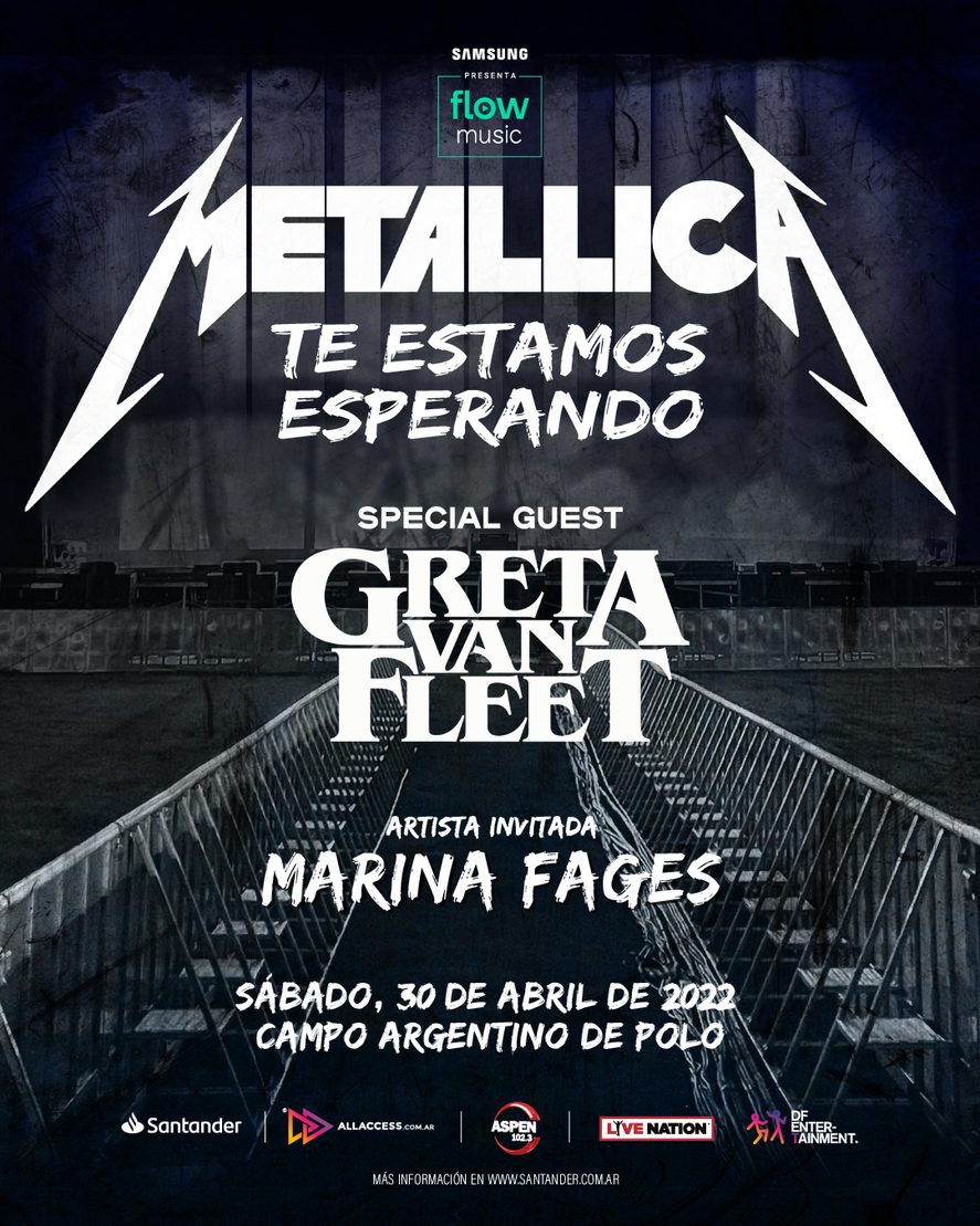 Producido por DF Entertainment y presentado por Flow, Metallica se reencontrará con sus fans argentinos para celebrar el 30 aniversario de The Black Album