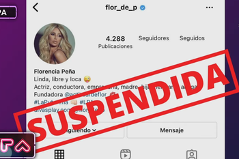 Le suspendieron la cuenta de Instagram a Florencia Peña