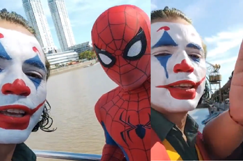 De no creer: El Joker amenazó a Spiderman en pleno Puerto Madero
