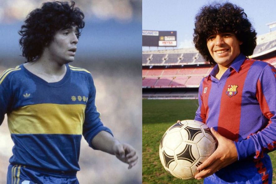 Maradona en Boca y con la del Barcelona: dos pasos previos a quedar en la historia para siempre.