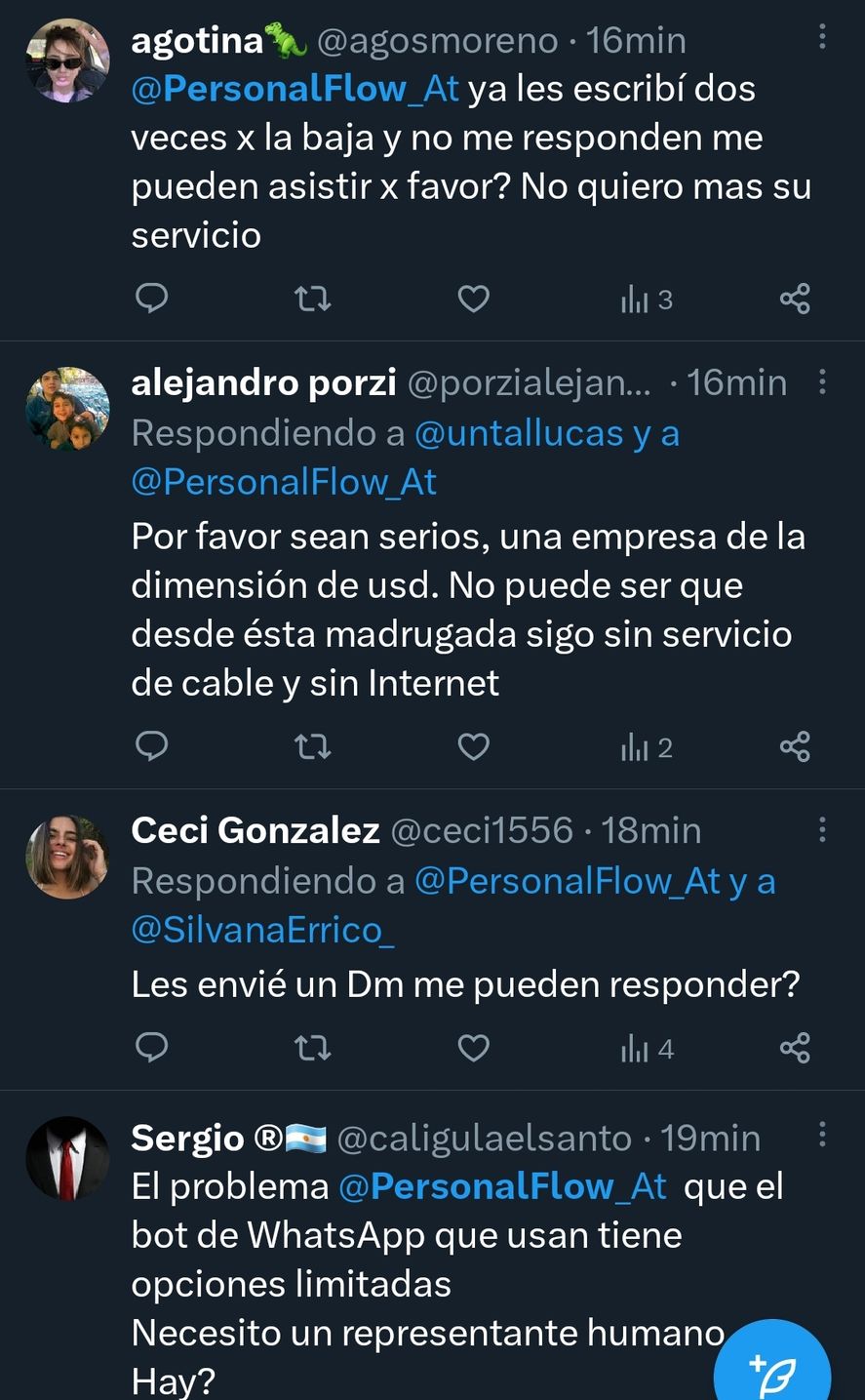 Las quejas en redes por la excesiva facturación que llegó de la empresa de telefonía, TV por Cable, e Internet, Personal Flow, son incesantes 